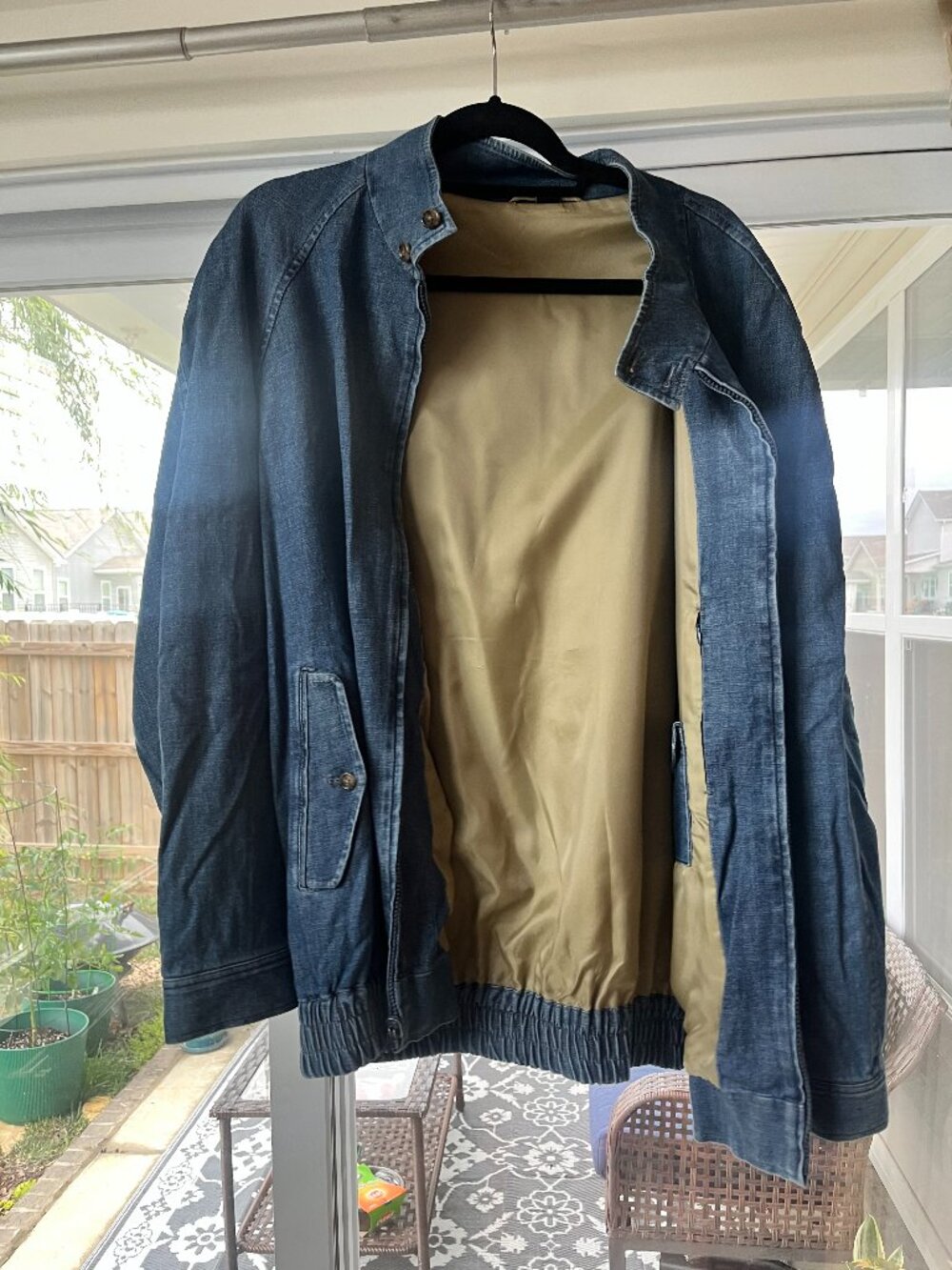 Vintage Oversized Denim Bomber Jacket Chore Coat Barn Jacket